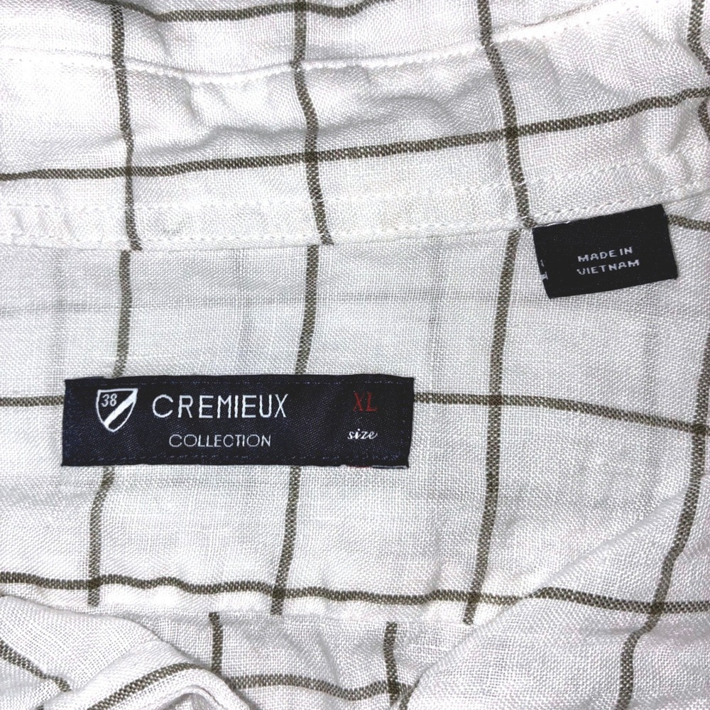 Cremieux Collection 100% Linen‎ Plaid Elbow Patch Long Sleeve Men Size XL - Picture 3 of 6